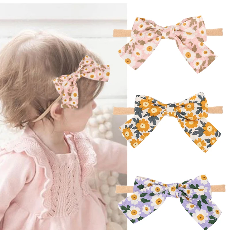 

Комплект из 3 предметов, в стиле ретро, с цветочным принтом, головные повязки с бантиком однотонные нейлоновая повязка на голову бесшовные м...