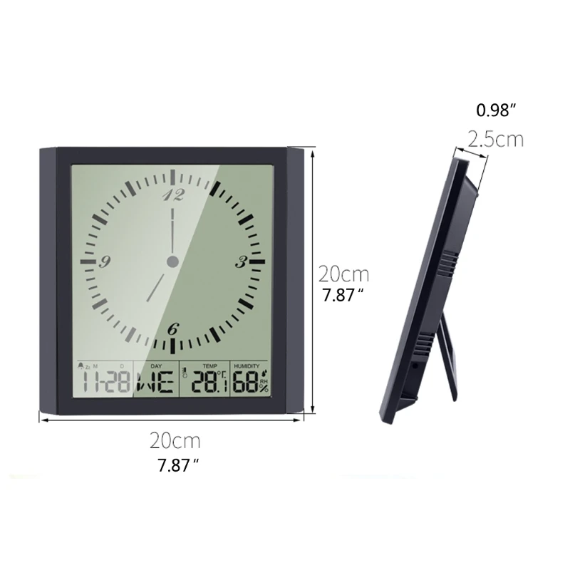 

L38C Newest Indoor Weather Stations Digital LCD Dispaly Large Screen Thermometer Humidity Wall Hanging Alarm Clock