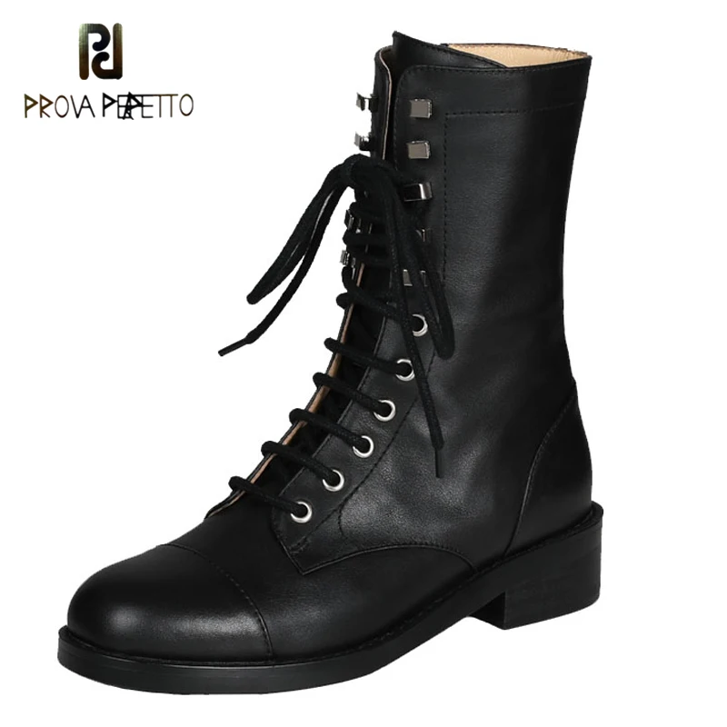 

Prova Perfetto Martin boots British leather new autumn/winter middle boot rivet boots motorcycle boots