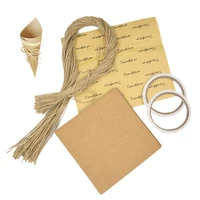 100pcsset retro folding kraft paper confetti cone bouquet with ropes wedding diy decoration gifts packing party supplies