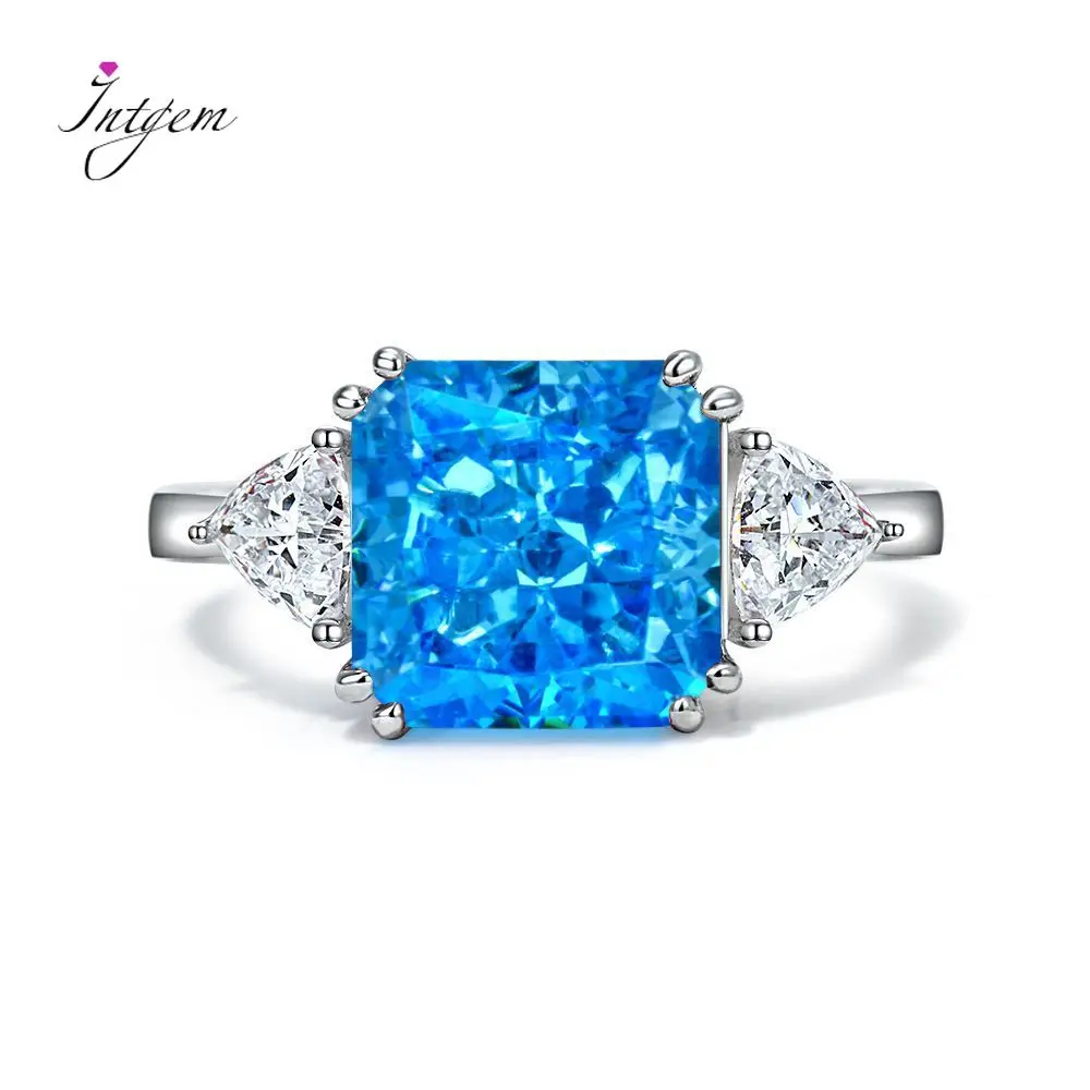 

925 100% Silver Ring Padma High Carbon Diamond Ring Carat 10*10mm Ice Flower Cut Party Wedding Engagement Jewelry Gift Wholesale