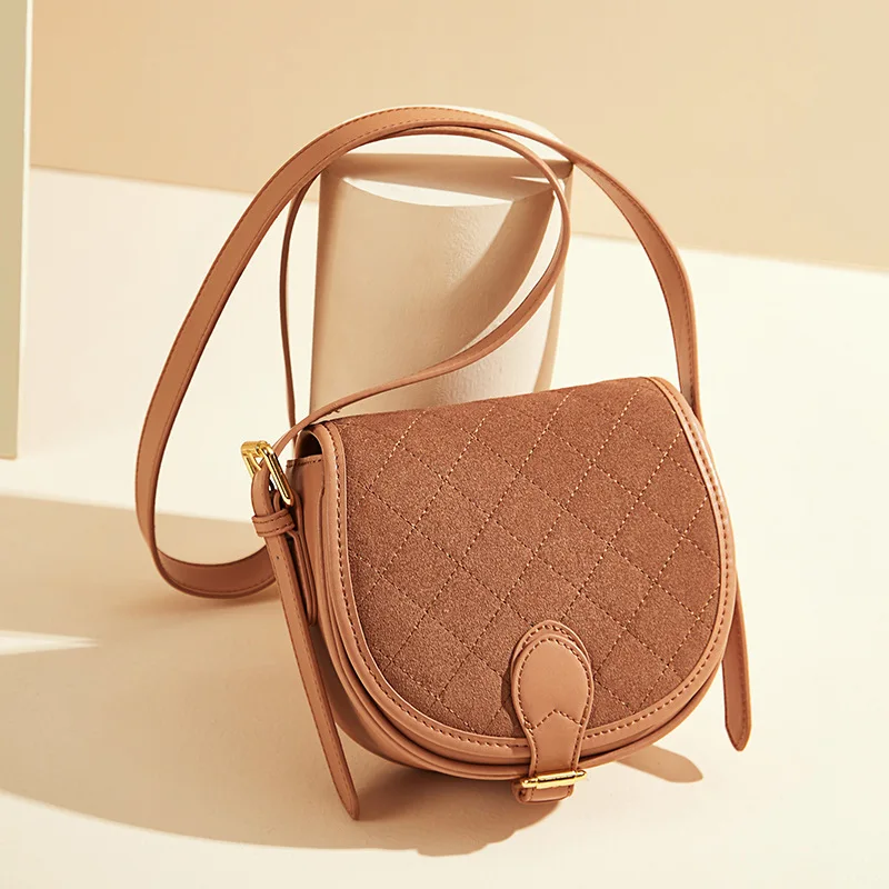 

Saddle Women Shoulder Bags Flap Crossbody Bags Female Half Moon Bag for Women 2020 Scrub Genuine Leather Designer Purse Bag