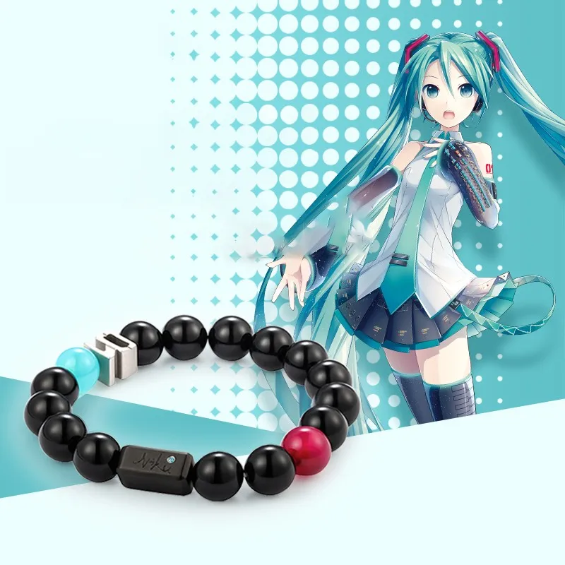 

Японский аниме Miku черный Агат браслеты для женщин халцедон очаровательный браслет браслеты для мужчин двойные рандомные подарки на день ро...