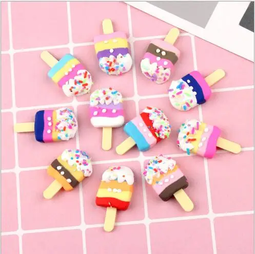 

10pc/lot kawaii simulation polymer clay Popsicle many colors to choose