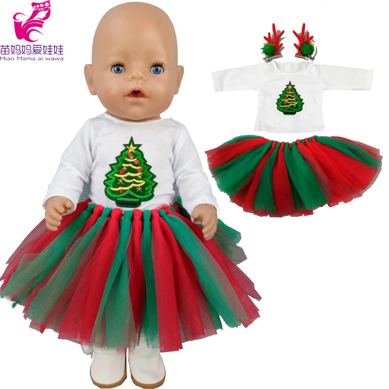 

2020 New Arrival Baby Doll Christmas Tree Lace Dress 18 Inch American Og Girl Doll Tutu Skirt Doll Clothes
