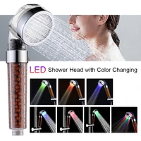 led water temperature control shower head rgb light high pressure spa bathroom shower anion filter ball water saving dropship