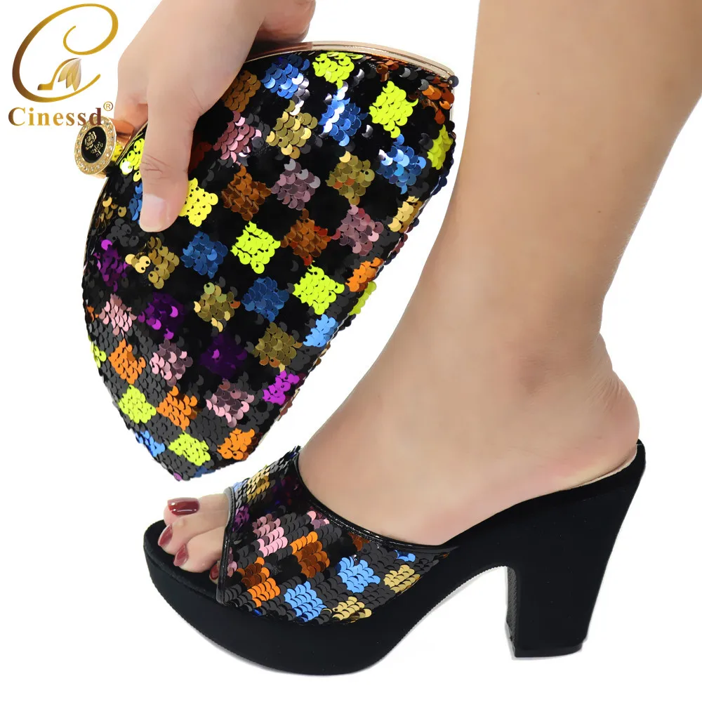 

High Quality New Design Nigerian Women Shoes and Bag to Match African Lady Shoes Matching Hand Bag 2020 for Wedding