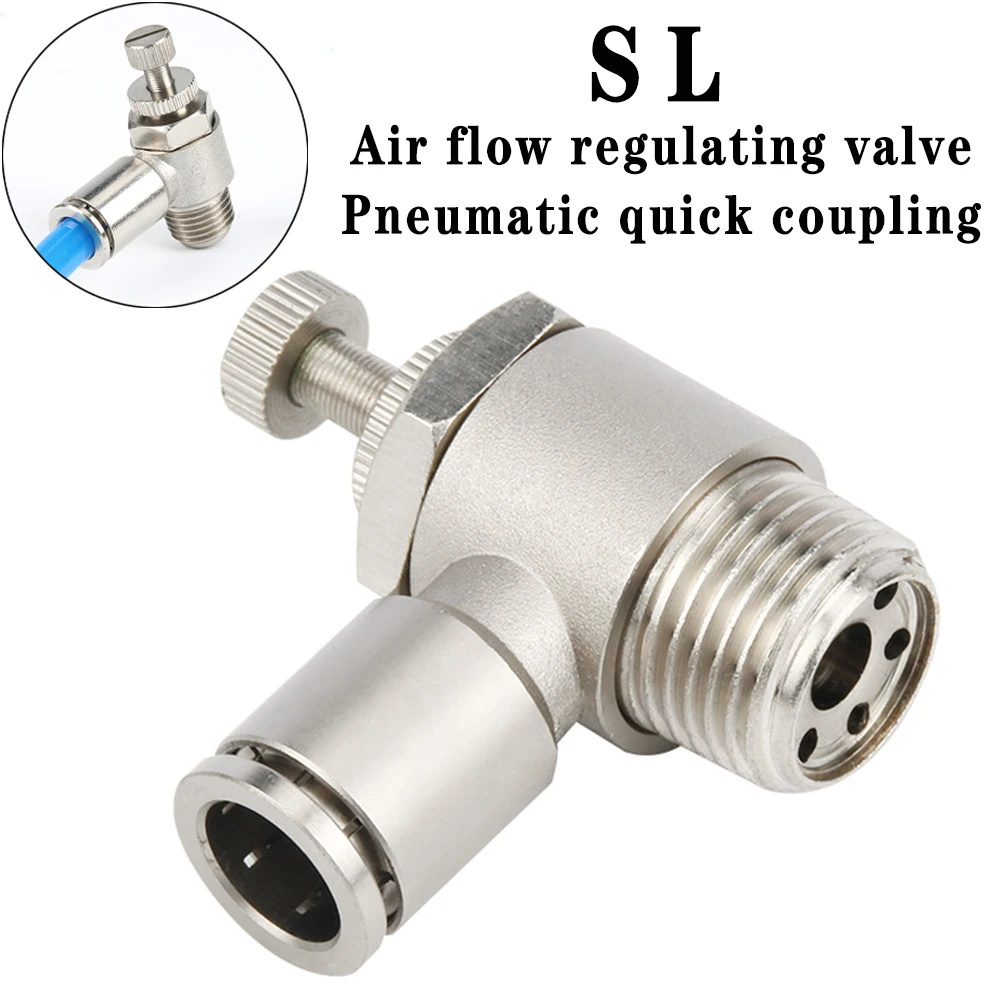 SL brass nickel-plated pneumatic quick coupling male thread air speed control valve acceleration 1/8 1/4 3/8 1/2 M5 | Обустройство