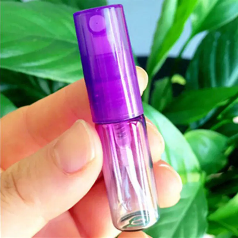 

Color Spray Bottle 3ml Mini Portable Travel Bottle Storage Glass Perfume Vials Refillable Liquid Dispenser Makeup 25pcs/lot