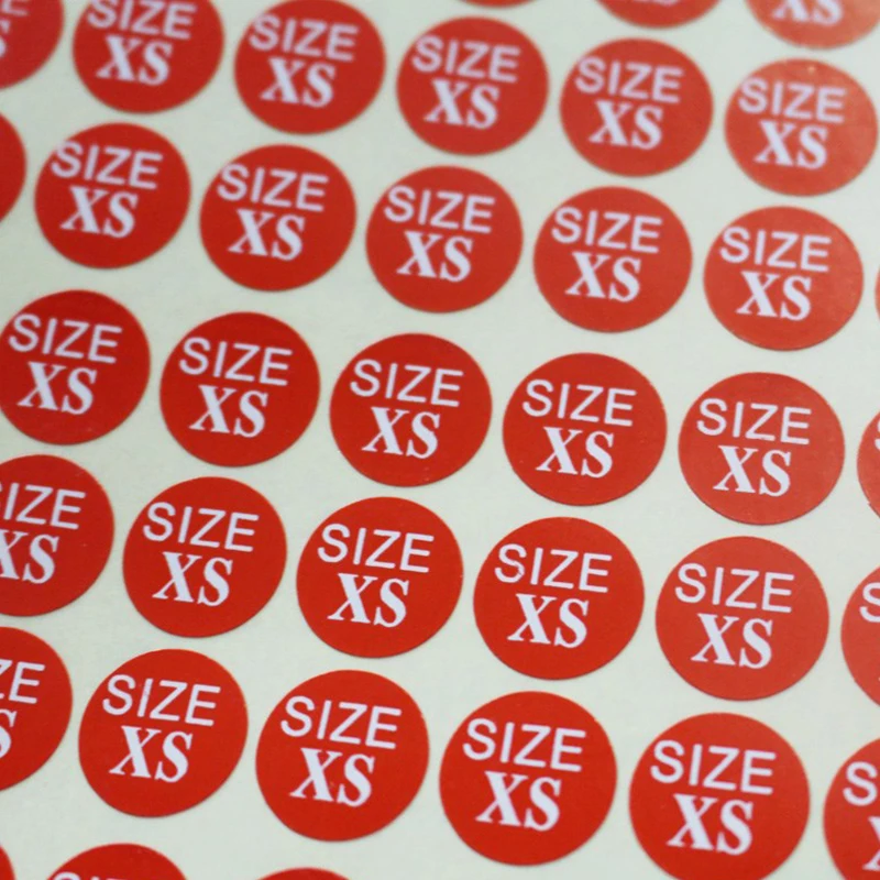 Бумажные наклейки ярлыки для одежды размера красного цвета диаметр 13 мм