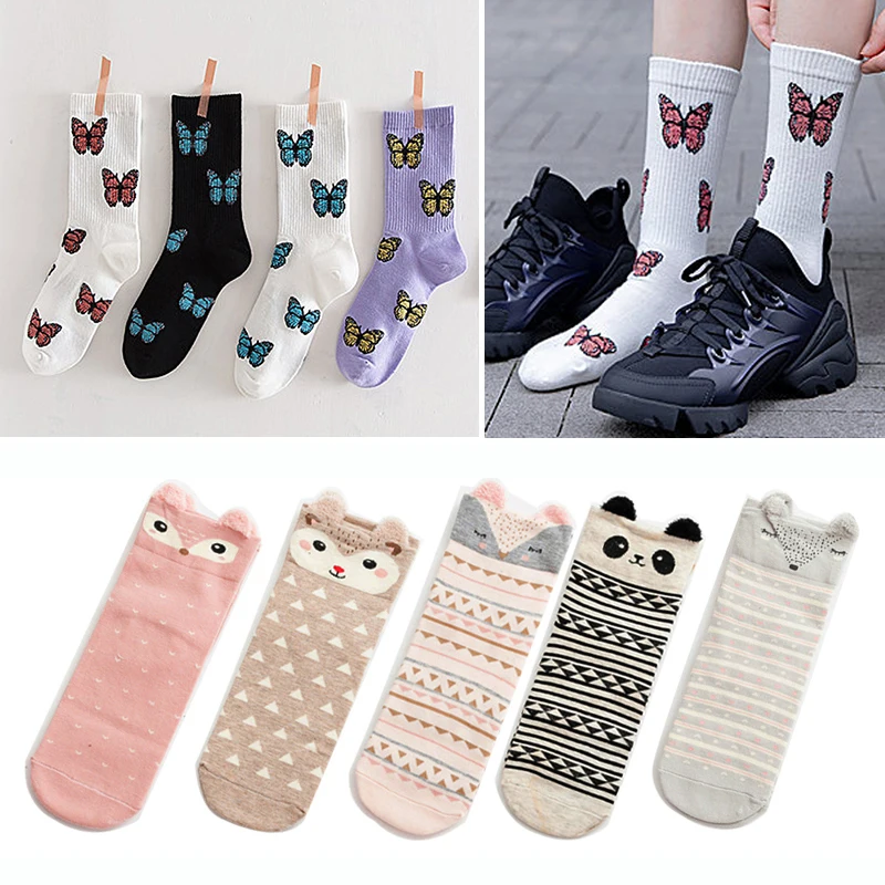 

2/3Pairs Cute Animal Cotton Socks Female Lovely Cartoon Short Socks Spring Autumn Winter Warm Sox Ladies Girls Christmas Socks