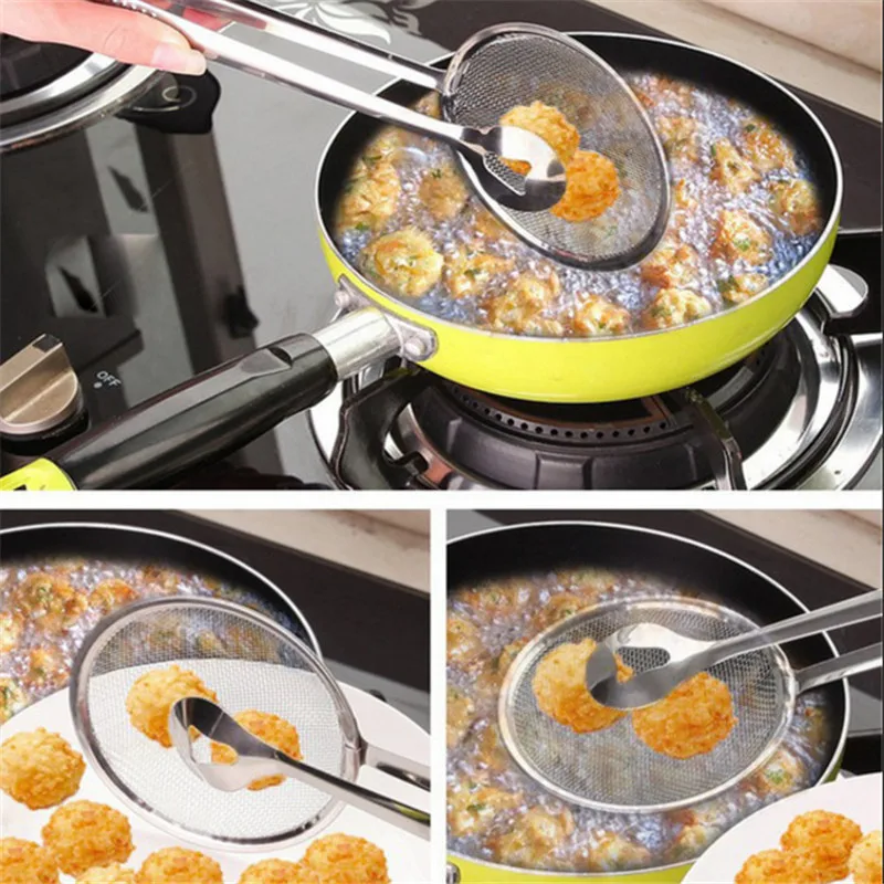 

1pcs Kitchen Accessories Stainless Steel Fried Food Fishing Oil Scoop Kitchen Gadget and Barbecue Brush for Kitchen Tools Home-S