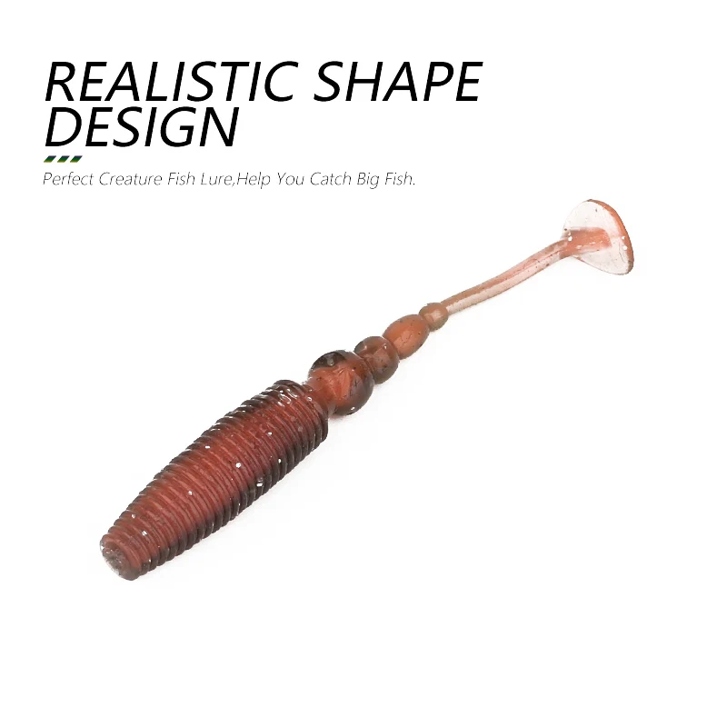 Ardea Mini Soft Bait 8Pcs 65mm 1.6g Silicone worm T-Tail Fishing Lure Artificial Wobblers Jigging Bass Pike Saltwater Tackle