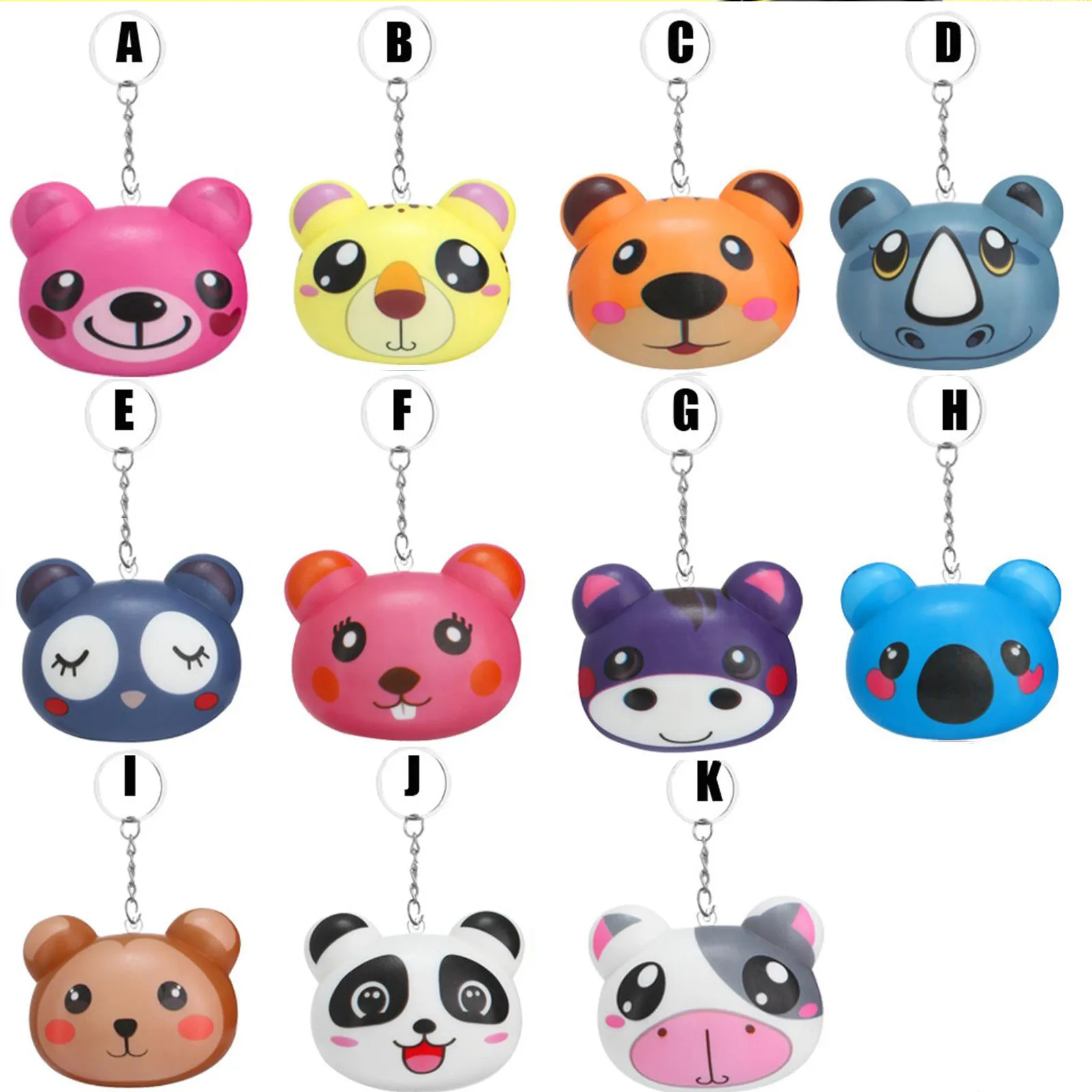 Squishies-Llavero de dibujos animados de animales Kawaii, crema de elevaci&oacute;n lenta, alivia el estr&eacute;s, juguete de descompresi&oacute;n divertido para apretar la ventilaci&oacute;n # F-0