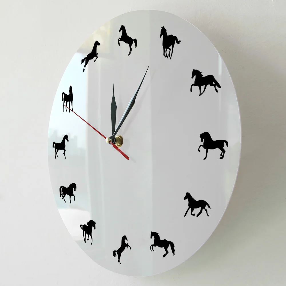 Конский силуэт настенные часы конский тренировочный минималистичный дизайн