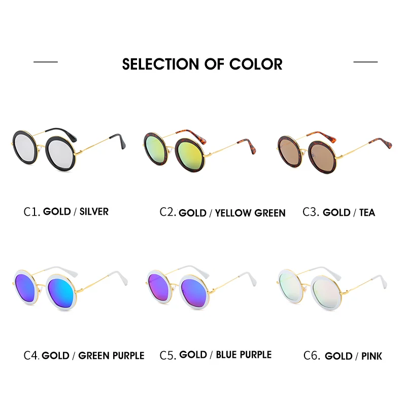 Круглые мужские Солнцезащитные очки женские Модные металлические оправы sonnenbrille