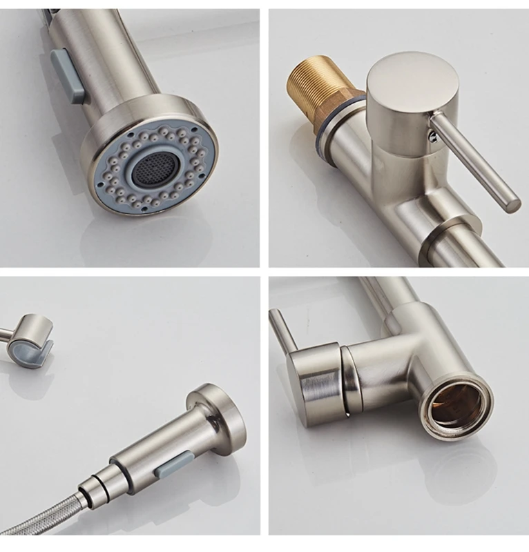 

Pull Out Bathroom Faucet Spring Style Lavatory Faucet Centerset Bathroom Sink Faucet Metal Brass High Arc Spout Vanity F2TB