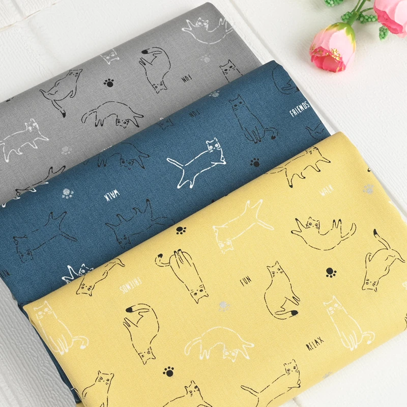 

Half Yard 100% Cotton Thin Fabric With Soft Breeze Cat Print Handmade DIY Patchwork Garment Dress Children Cloth Tissue CR-1295