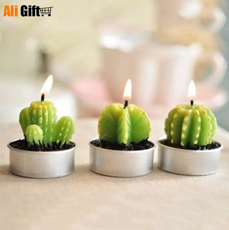 6 шт./компл. украшения для дома редкая мини свеча кактуса настольный чайный