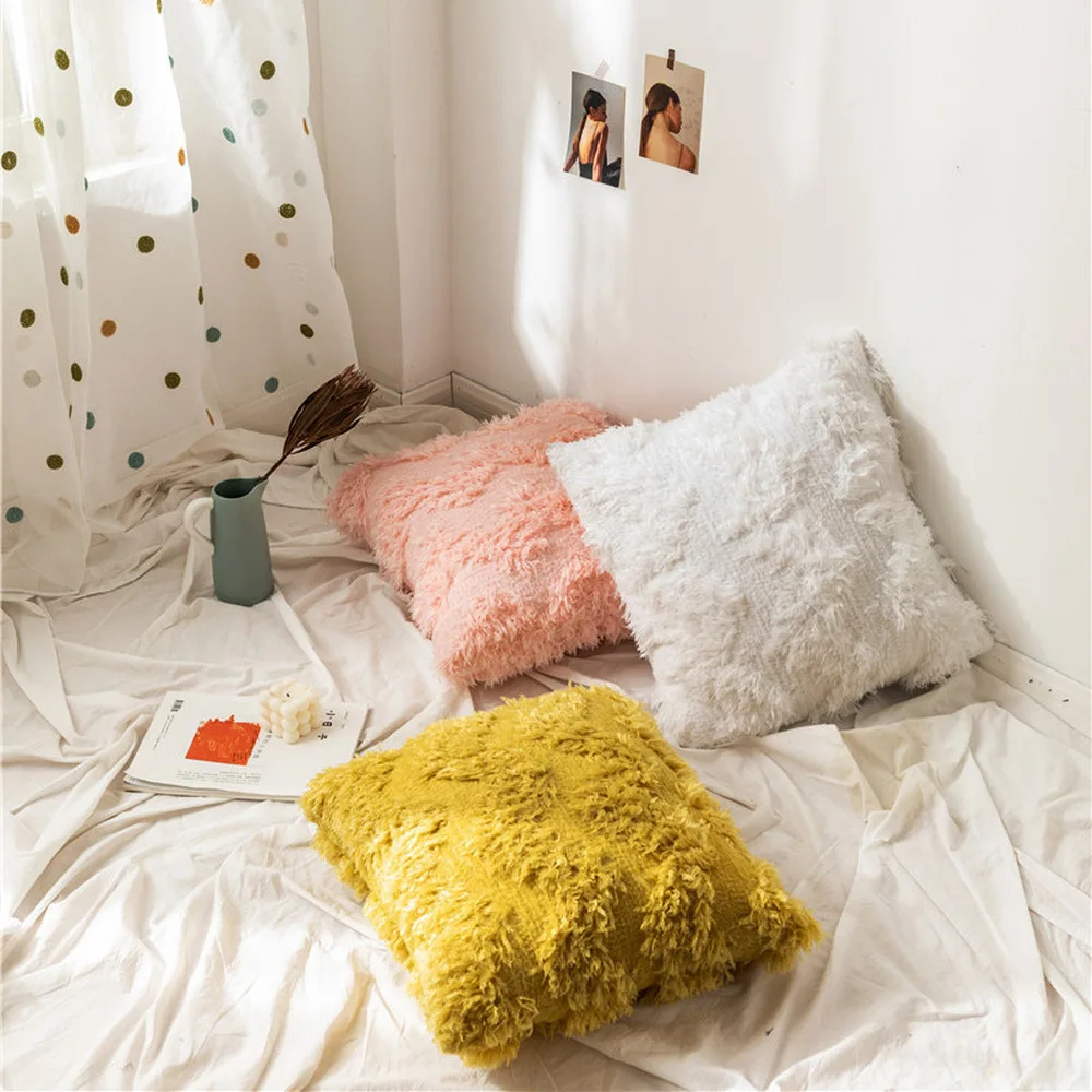 Плюшевый чехол для подушки с перьями бархатный пушистый диван кровать домашний