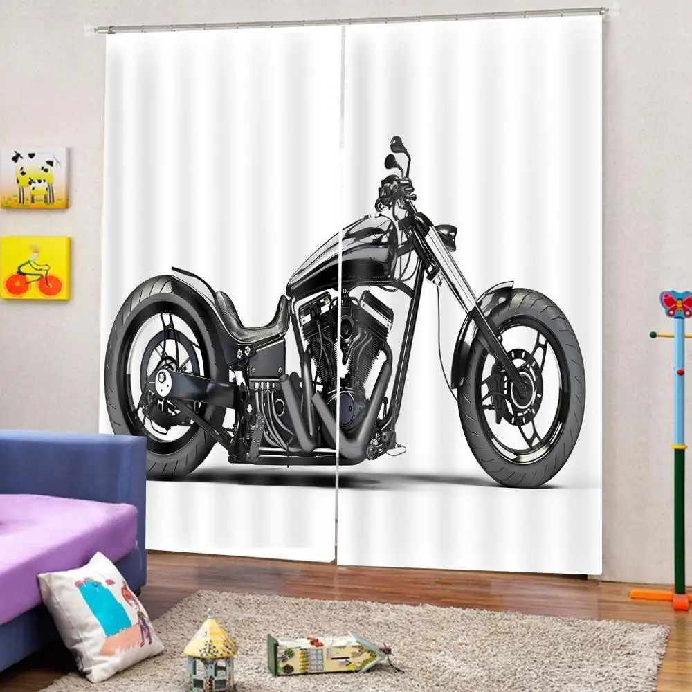 Custom Handsome Motorcycle Cool Man Curtain Print Photo For Living room Bedroom Blackout Window Drapes 2 Panels with Hooks | Дом и сад