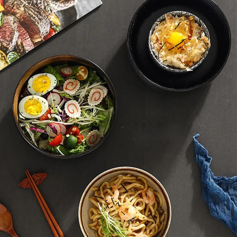 FANCITY в японском стиле Керамическая пиала для риса ретро-стиле ramen чаши миска супа