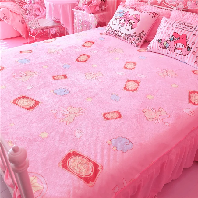 Одеяло IVYYE В Стиле Аниме Сакура плюшевое бархатное теплое украшение мягкая