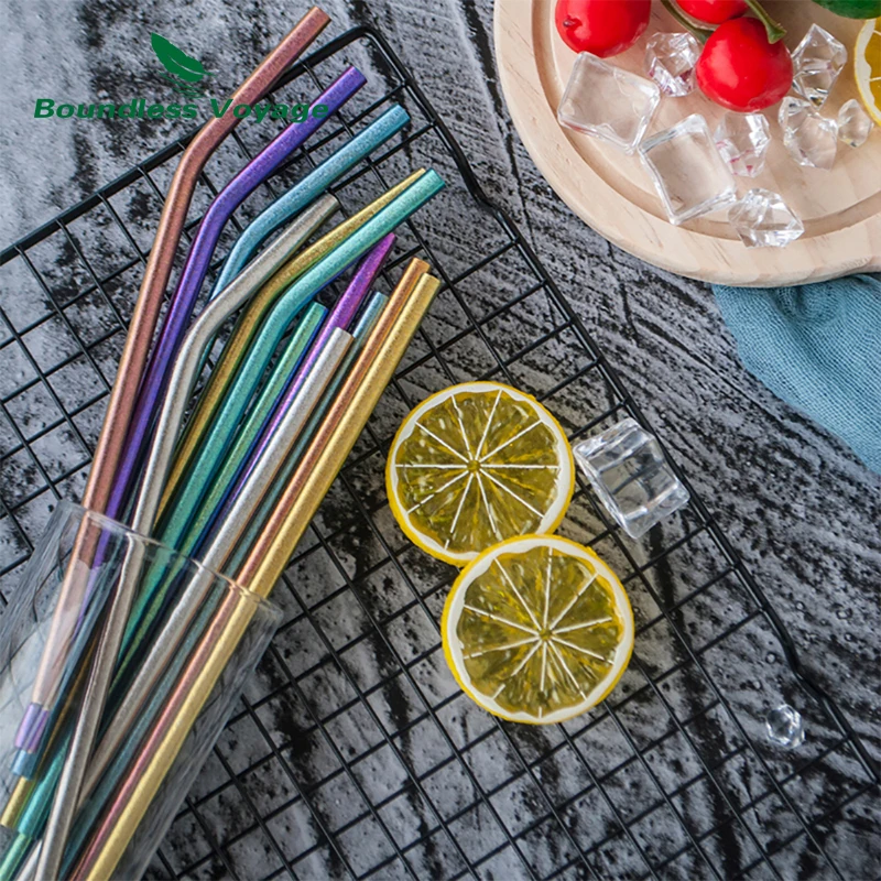 

Boundless Voyage Titanium Straight Straw Ultralight Drinking Reusable Straw with Cleaning Brush for Juice Water Coffee
