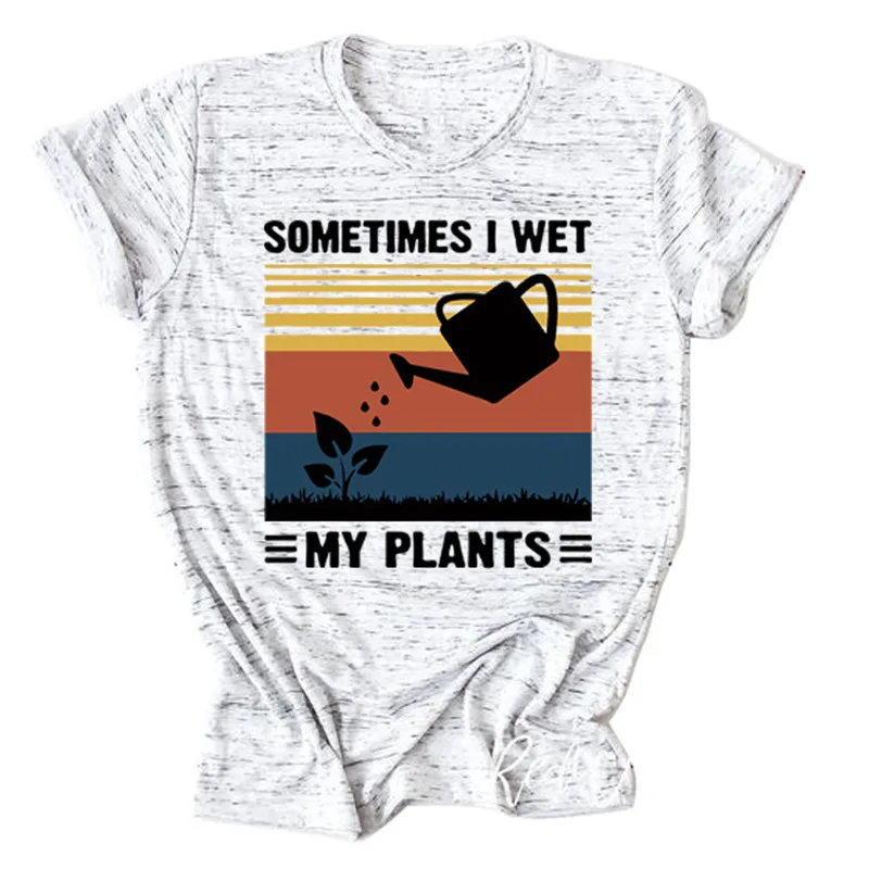 Женская забавная футболка с коротким рукавом и надписью I Wet My Plants Мягкая