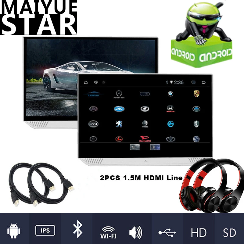 13 3 дюймовый Android 9 0 подголовник автомобиля монитор HD 1080P ультра тонкий сенсорный