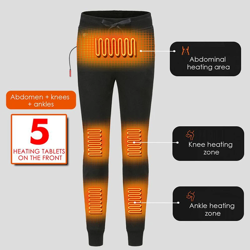

Winter Outdoor Sports Warm Electric Heated Pants USB Charging Washable Heating Clothing Plus Velvet Thick Casual Pants