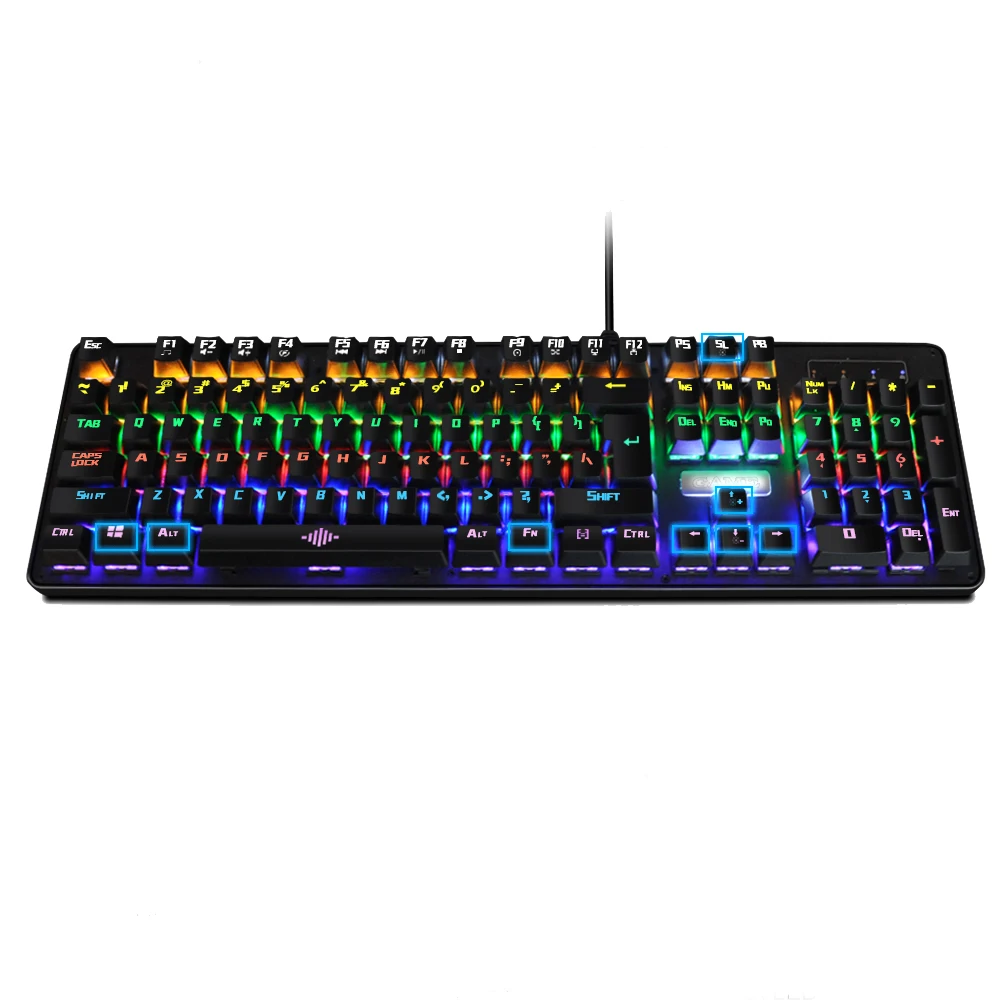 Deepfox Mechanical Gaming Keyboard 104 Keys Blue Switch Illuminate Backlight Backlit Anti-ghosting LED Keyboard