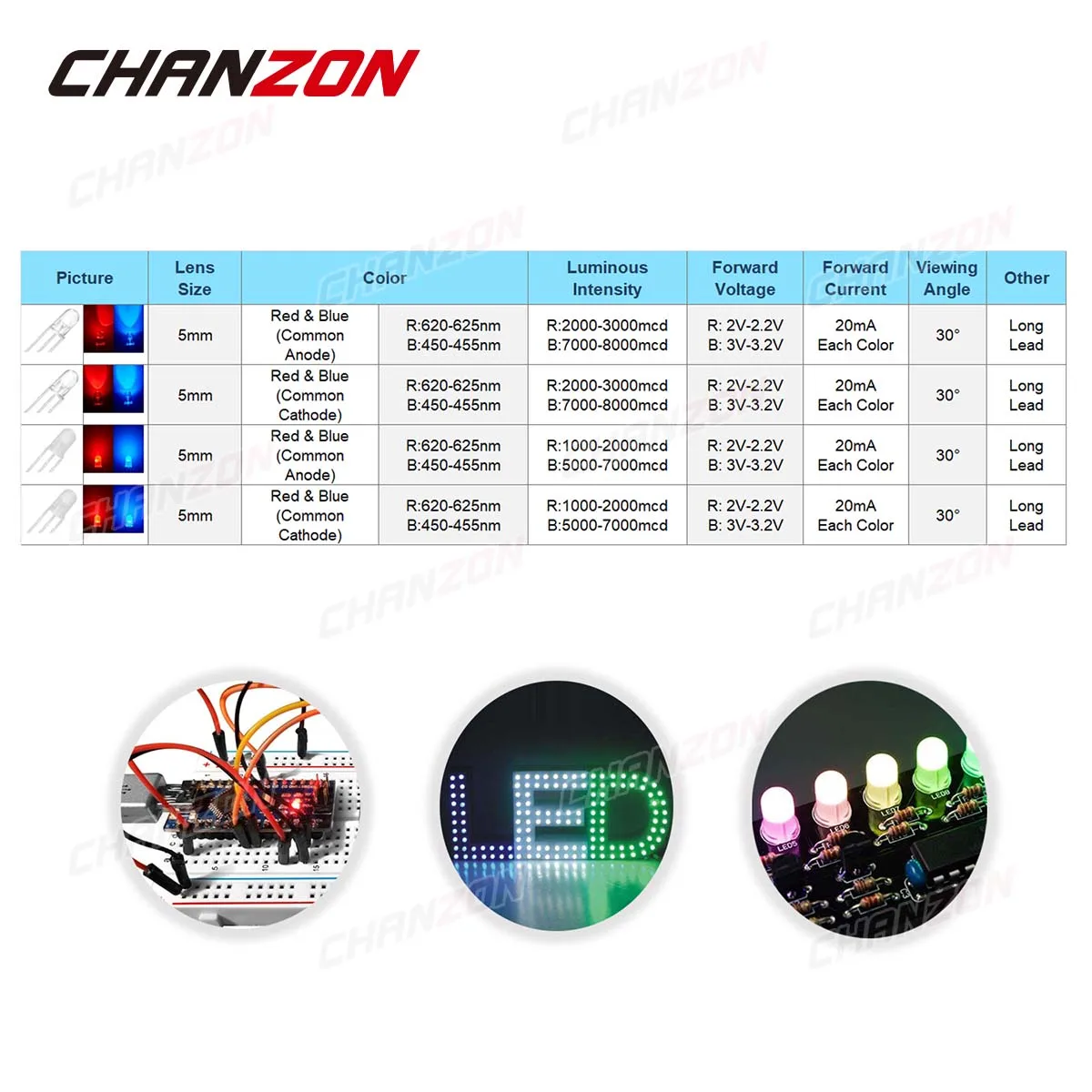 100 шт 5 мм светодиодный светильник излучающая Диодная лампочка лампа двухцветная