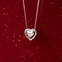 modian classic genuine 925 sterling silver sweet hearts pendant necklace for women fashion link chain korea style fine jewelry