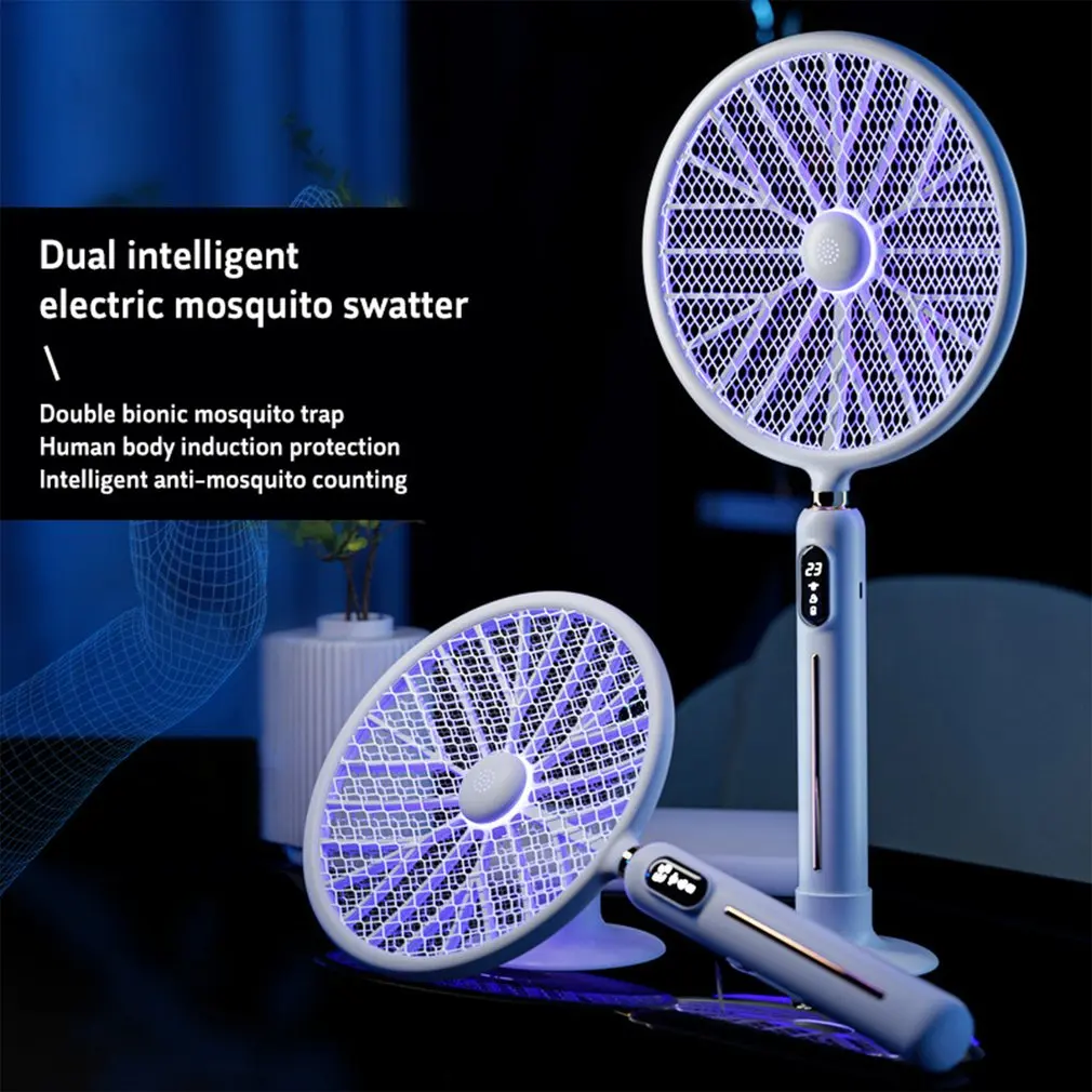 

Smart Home Electric Fly Swatter LED Display Mosquito Lamp Household Indoor Photocatalyst Mosquito Swatter Rechargeable Killer