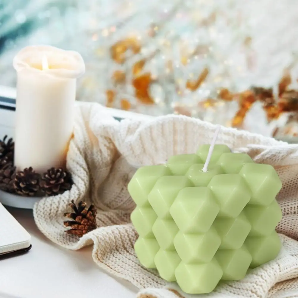 Ароматические свечи 1 шт. 3D геометрические кубические искусственное украшение