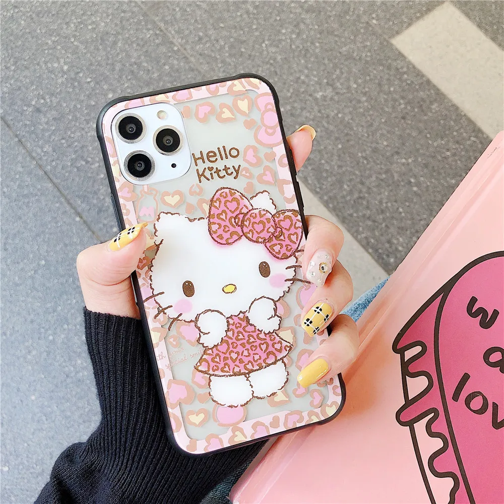 Hello kitty маленький чехол из закаленного стекла для телефона с двумя звездами для iphone 11 Pro Max 66sPlus 7 8 plus X XR XS MAX аниме прозрачный чехол