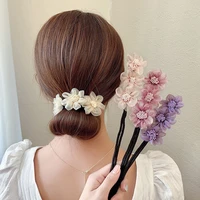 new women elegant bud chiffon flowers bun maruko hairstyles making long tools sweet headband hairbands fashion hair accessories
