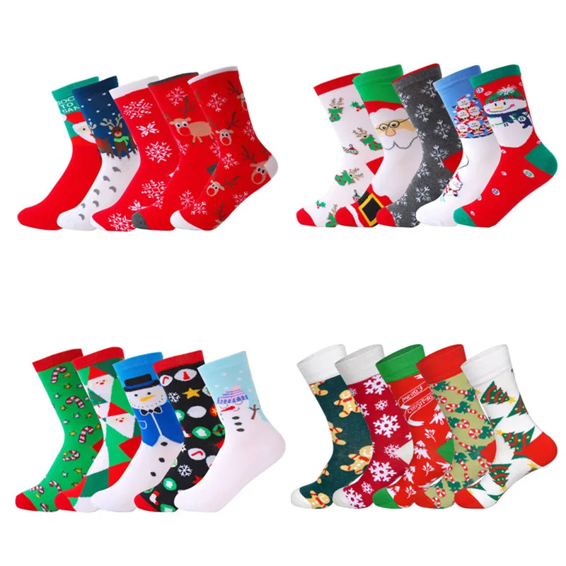 Зимние стандартные повседневные женские рождественские носки теплые хлопковые