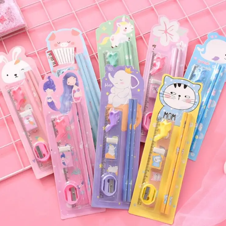 1 Набор деревянные карандаши Kawaii С мультяшным единорогом и кроликом HB для детей