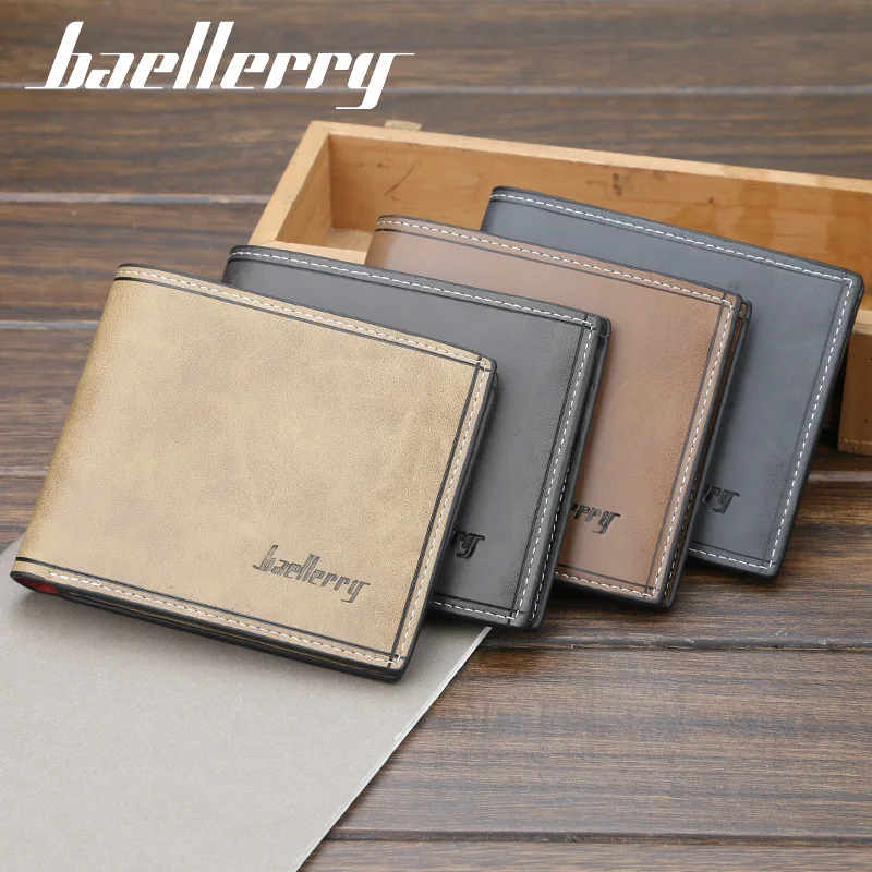 Baellerry мужские кошельки кожаный однотонный роскошный бумажник тонкие двойные