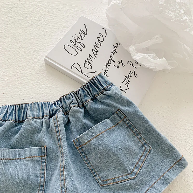 

2-7T Girls Jeans Skirt Shorts Toddler Kid Baby Clothes Summer Denim Pleated Skirt Shorts Elegant Cute Sweet Children Trousers