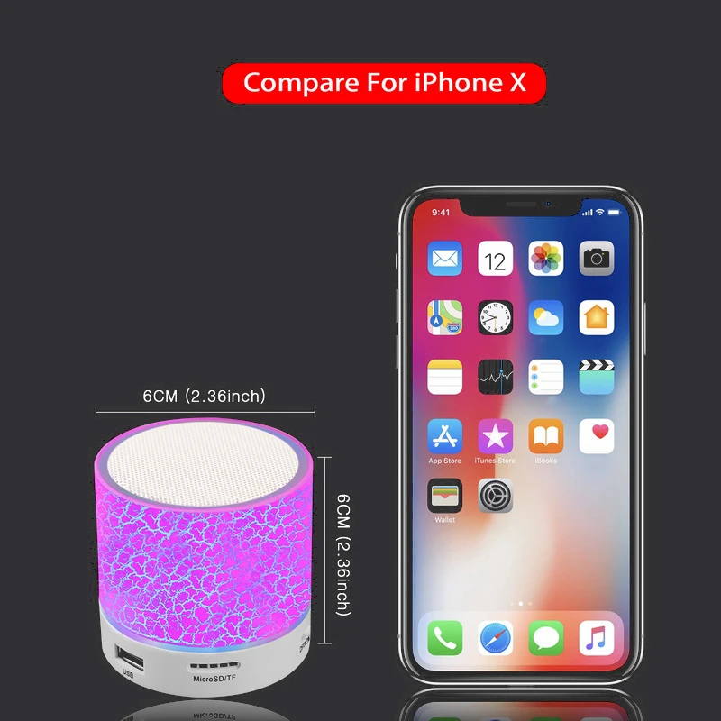 Портативная Bluetooth Колонка GETIHU со светодиодный кой беспроводной мини динамик с