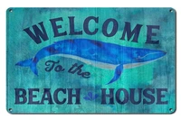 welcome to the beach house tin sign beach theme whale decor metal sign home ations gifts for ocean lovers