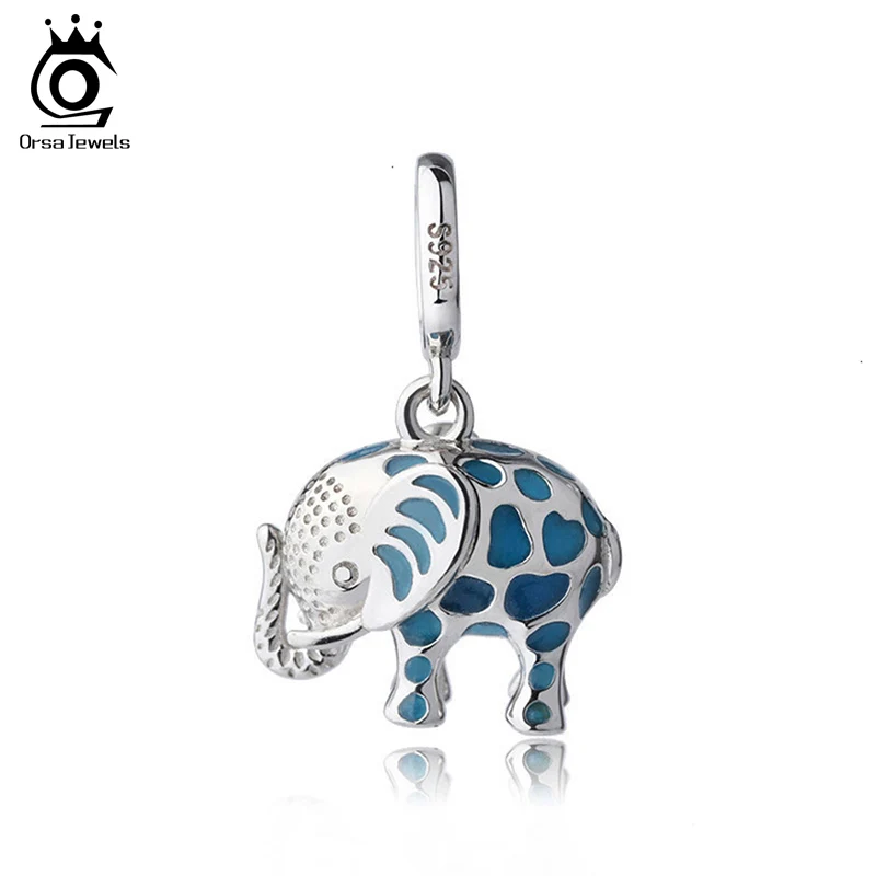 

ORSA JEWELS 925 Sterling Silver Cute Enamel Animal Charm Pendant Fit Original Bracelet&Necklace for Women Girls DIY Jewelry CB74