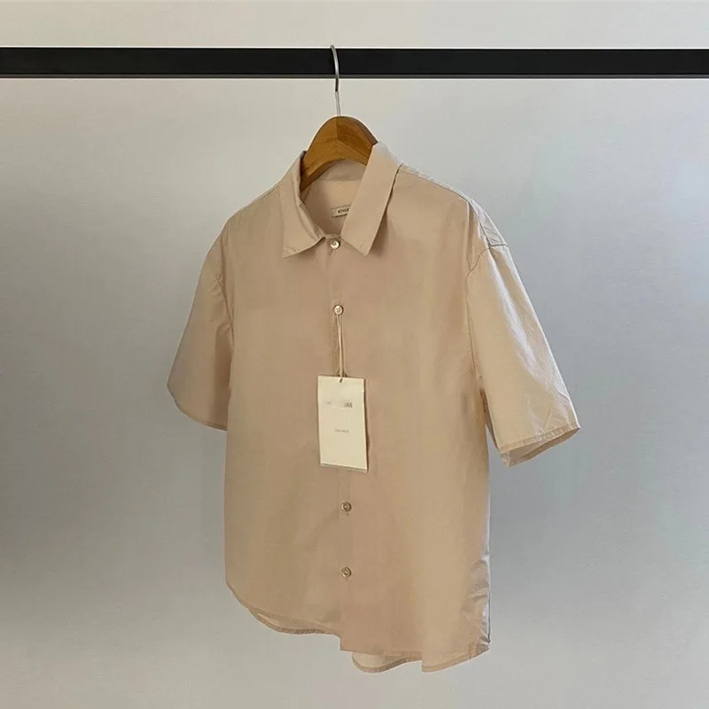 

2021 summer new style simple pure color short-sleeved shirt pure cotton loose comfortable top women