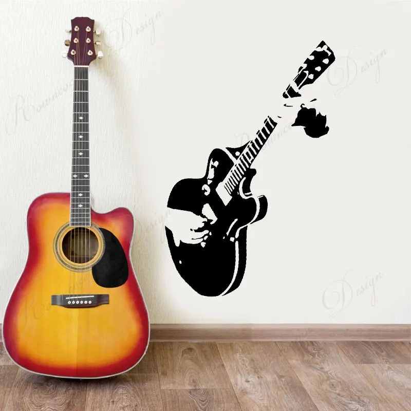 Music Musical Instrument Guitar Wall Sticker Vinyl Home Decor Boys Room Teens Bedroom Removable Decals Murals 4174|Наклейки на стену|