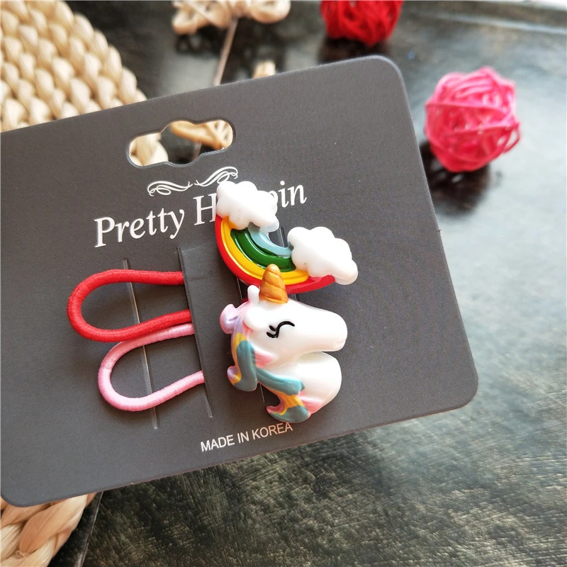 

2PCS Cartoon New Rainbow Rabbit Carrot Princess Headwear Kids Elastic Hair Bands Children Ropes Girls Accessories Baby Headdress