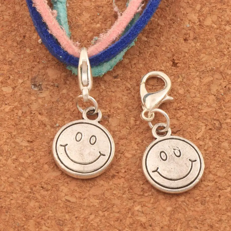 

Smile Face Mask Clasp European Lobster Trigger Clip On Charm Beads 29.5x12.2mm 100PCS zinc alloy C357