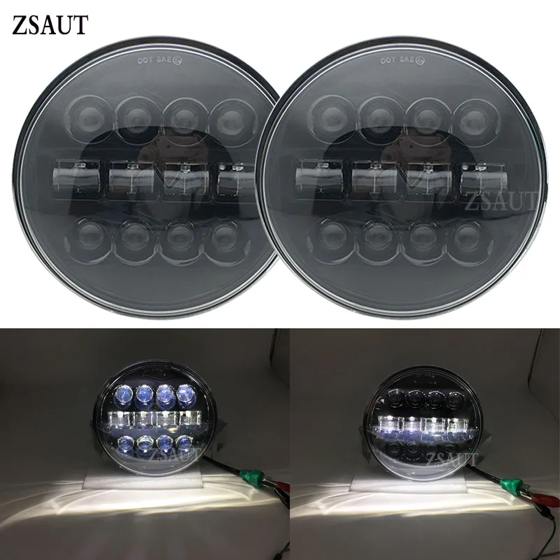 7 дюймовый светодиодный фары Hi/Low Beam для Land Rover Defender Jeep Wrangler CJ 8 скремблер 1981 1985 Lada 4x4